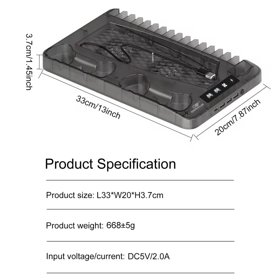 PS5 Slim Controller Charging Cooling Station