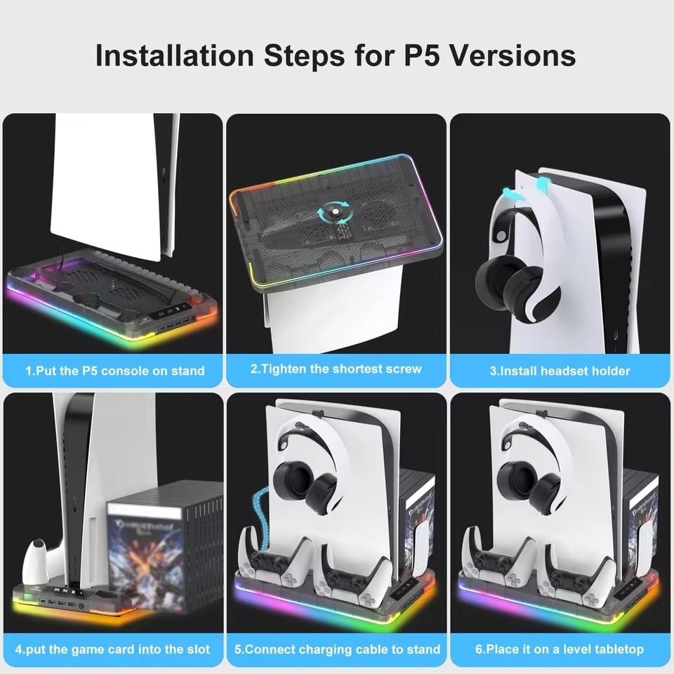 PS5 Slim Controller Charging Cooling Station